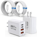 Cargador de 10 pies para iPhone 17, 16, 15 Pro, paquete de 2 cables tejidos USB C a C de 10 pies de 40 W, cargador de Apple de 4 puertos PD y CA, bloque de carga rápida para iPhone 17 Air/17 16 15 Pro Max/16e/16 Plus/15/15 Pro/iPad