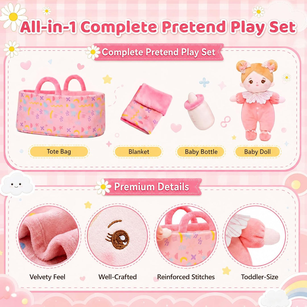 OUOZZZ - Set de muñeca de bebé suave para niñas, primera muñeca de...