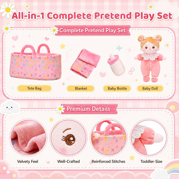 OUOZZZ - Set de muñeca de bebé suave para niñas, primera muñeca de...