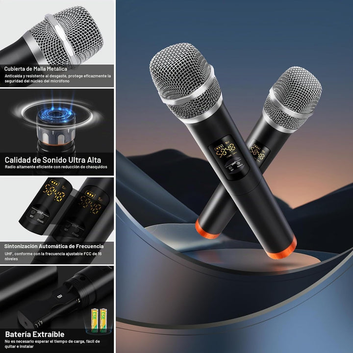 Sistema de Karaoke Inalámbrico, Micrófono de Karaoke Portátil con M...
