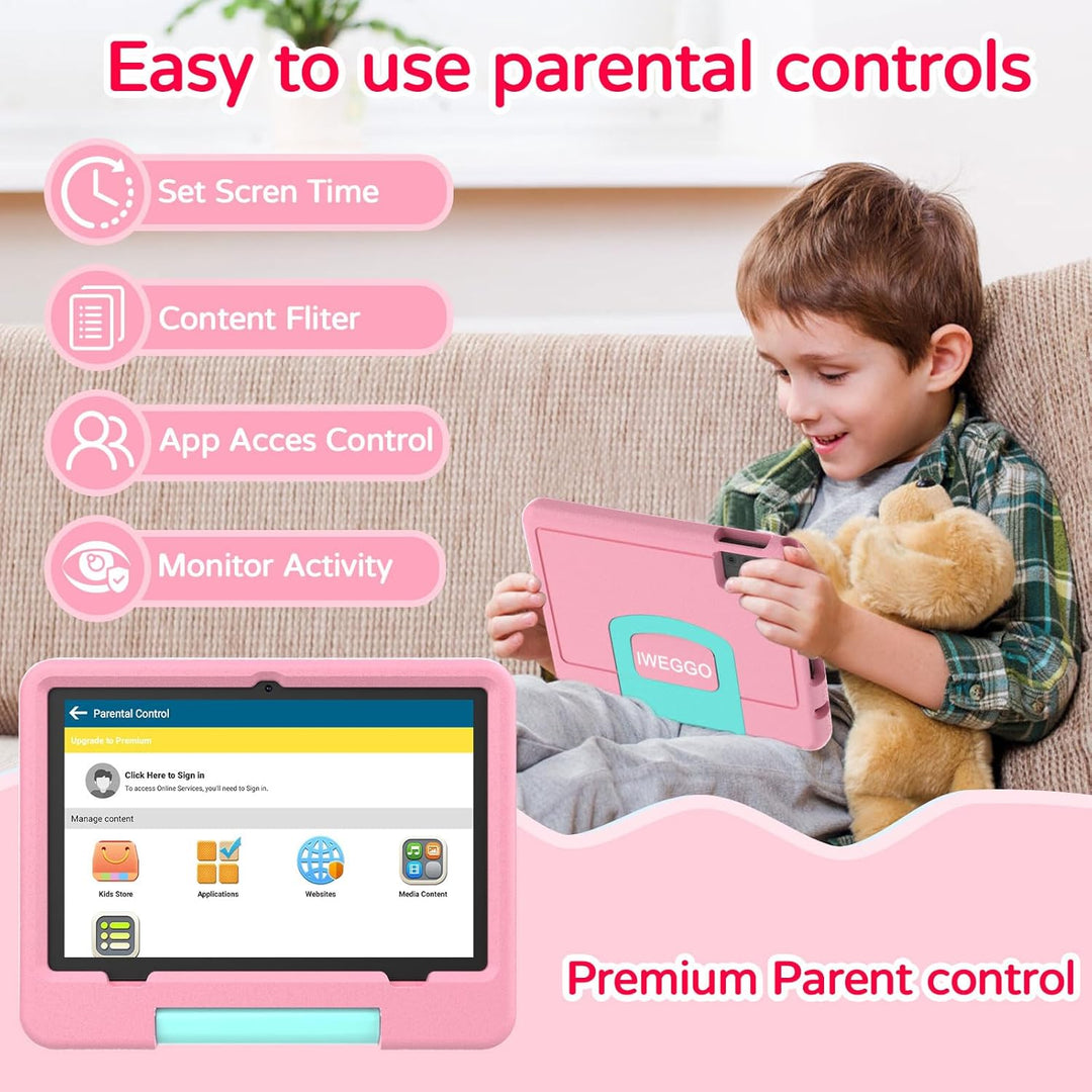 IWEGGO Tablet Android 15 para niños con estuche EVA, tablet de 10 p...