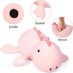 IdeaMeme Weighted Dinosaur Stuffed Animal Pink Dino Plush Toys 22" 3.5 lbs