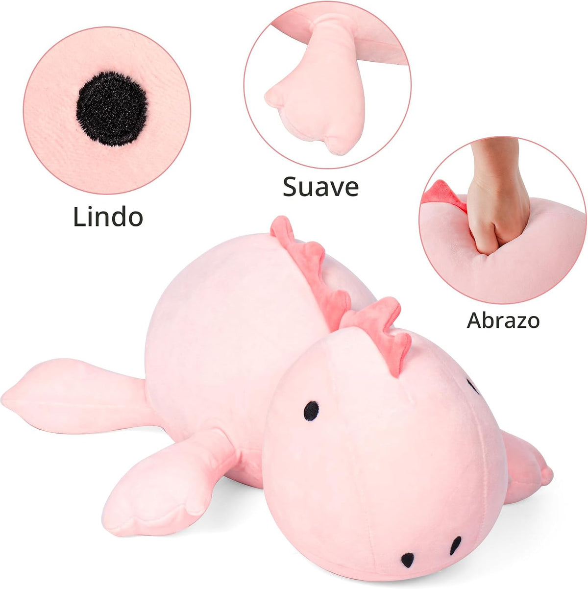 IdeaMeme Weighted Dinosaur Stuffed Animal Pink Dino Plush Toys 22" 3.5 lbs