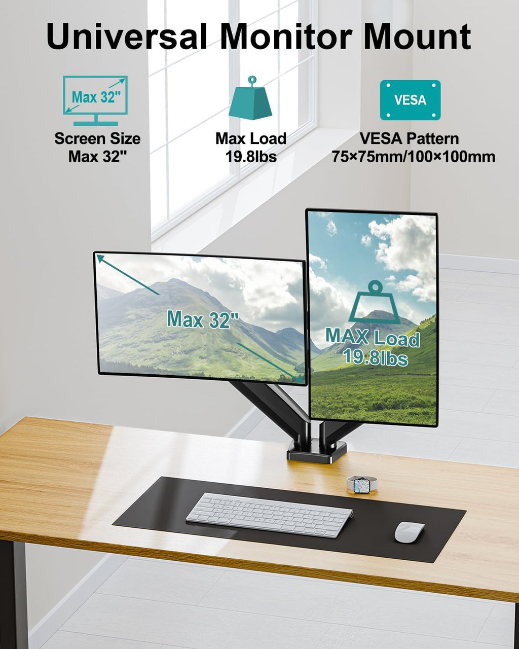 Soporte de escritorio con brazo de monitor doble para pantallas de máximo