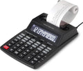 Amazon Basics Calculadora de impresión con pantalla LCD de 12 dígitos, máquina de adición con impresión térmica para negocios e impuestos, escritorio, negro