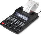 Amazon Basics Calculadora de impresión con pantalla LCD de 12 dígitos, máquina de adición con impresión térmica para negocios e impuestos, escritorio, negro