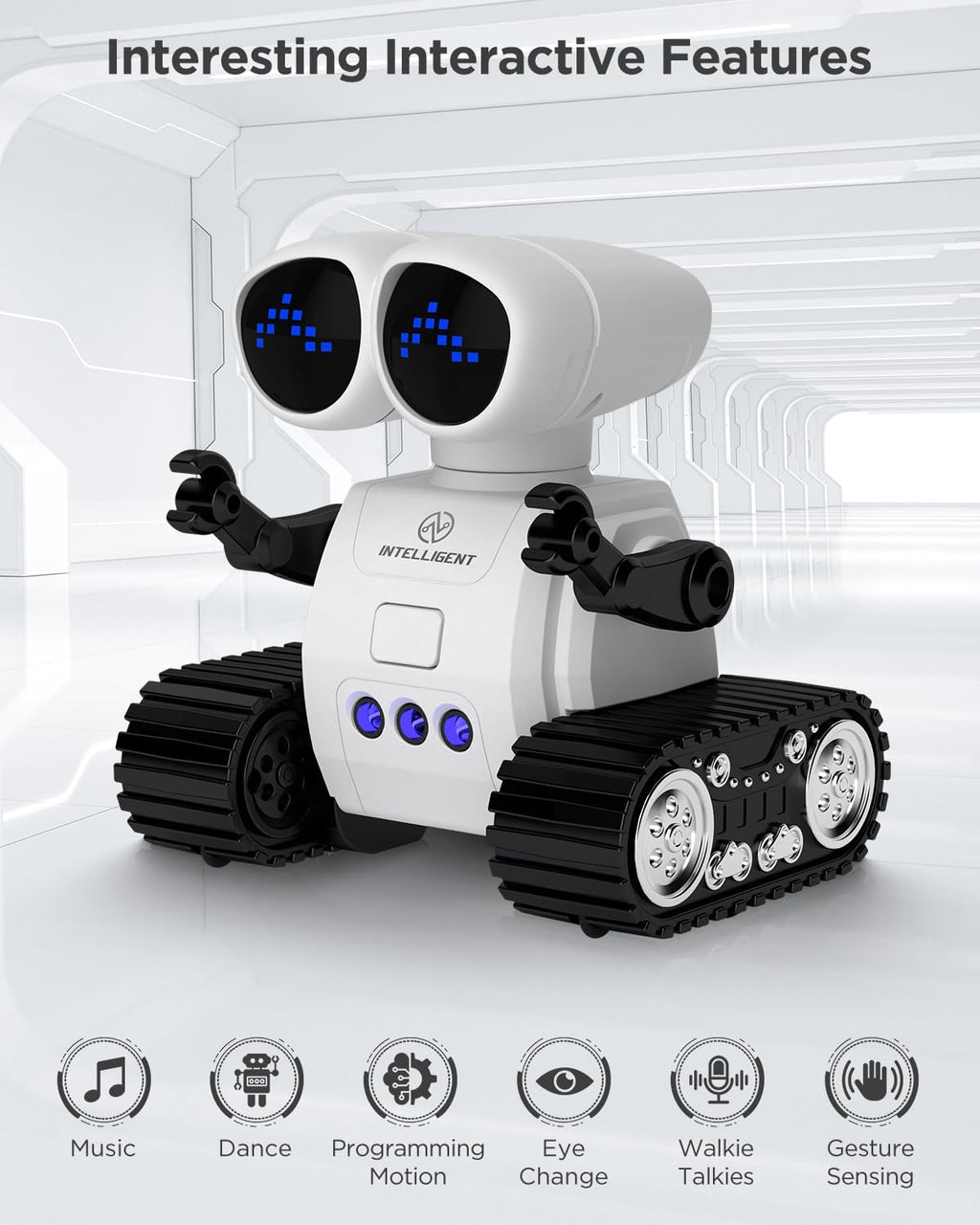 Juguetes robot para niños, juguetes de robot recargables de control remoto con walkie talkies, programación, detección de gestos, música, función de ojos cambiables, juguetes de robot RC regalos para niños y niñas de 6 a 12 años