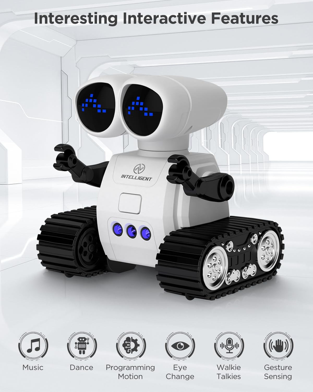 Juguetes robot para niños, juguetes de robot recargables de control remoto con walkie talkies, programación, detección de gestos, música, función de ojos cambiables, juguetes de robot RC regalos para niños y niñas de 6 a 12 años