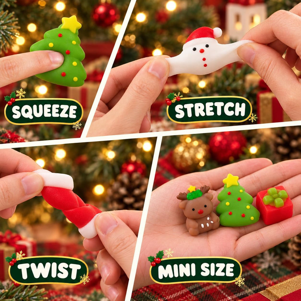 Recuerdos de fiesta de Navidad, 120 piezas de juguetes Squishies para niños, Mochi Squishy al por mayor, juguetes Kawaii mini para apretar, rellenos para bolsas de regalo, premios de aula para niños y