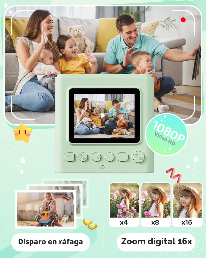 TIATUA Cámara de impresión instantánea para niños, regalos de cumpl...