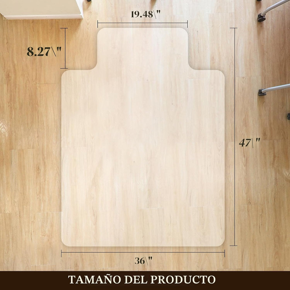 Lámpara Alfombrilla para silla de oficina para suelos de madera dura - 36"x47" Alfombrillas para silla de escritorio Protector de suelo para el hogar Resistente - Fácil de limpiar