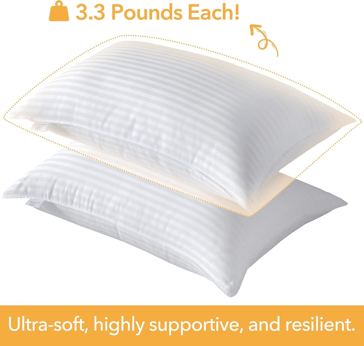 Oubonun Juego de 2 Almohadas Tamaño King - Almohadas Alternativas de Plumón Esponjosas y de Soporte con Funda de Algodón con Cremallera - Transpirables y Frescas para Todas las Posiciones de Dormir