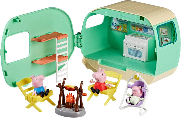 Peppa Pig Three Little Piggies Caravan Playset con 3 figuras, inclu...