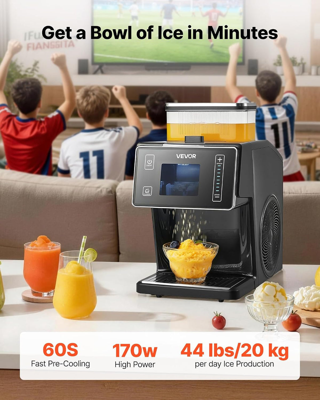 VEVOR Máquina de hielo de copo de nieve, máquina de hielo de copo de nieve de 44 libras/24 horas, máquina de afeitar de hielo con hoja de acero inoxidable, máquina eléctrica de cono de nieve con