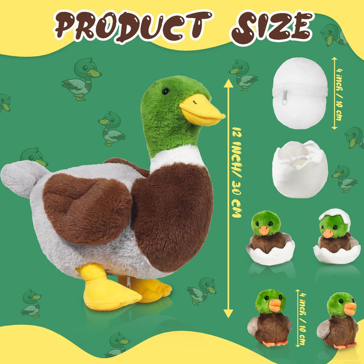 XYHQYB Peluche de pato real 7 en 1, 12 pulgadas con cremallera, pat...