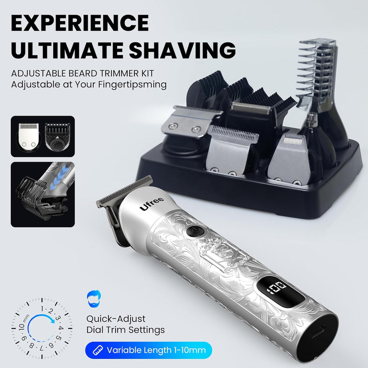 Ufree Recortadora de barba para hombres, afeitadora eléctrica 7 en...