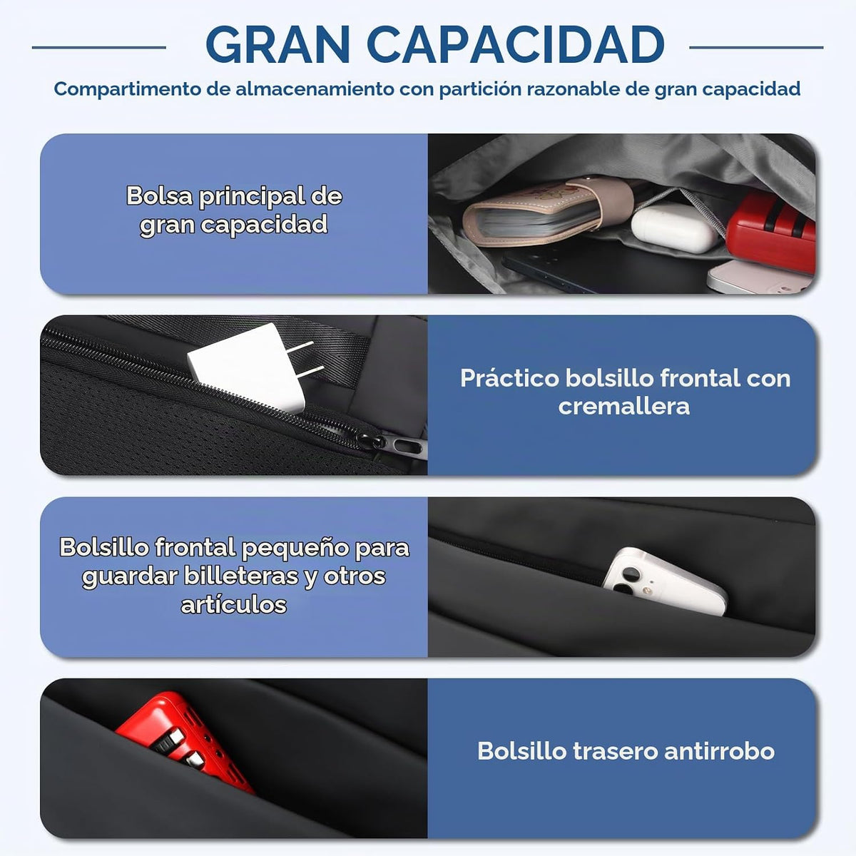 Bolso cruzado tipo bandolera para hombres y mujeres, mochila impermeable expandible con hebilla magnética para ciclismo, viajes, EDC (negro, mediano)