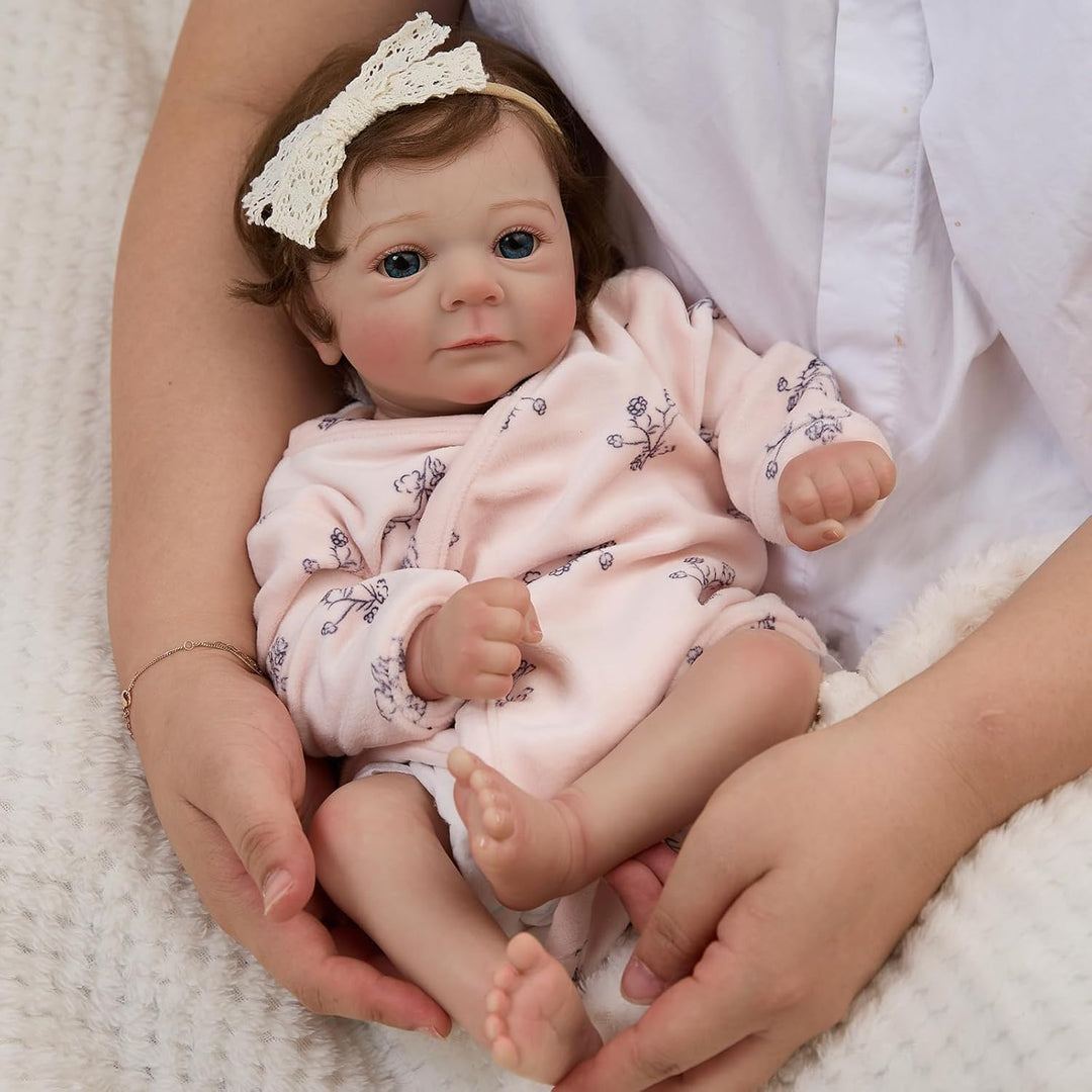 MYREBABY Muñeca Reborn realista y linda de 17" de niña con ojos...