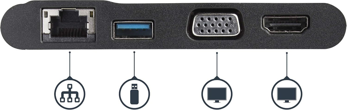 StarTech.com Adaptador USB-C a VGA/DVI/HDMI, Negro