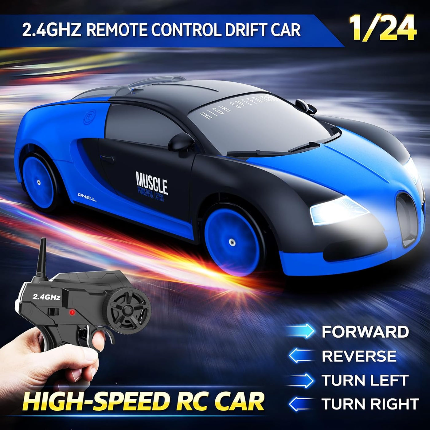 Auto de control remoto RC Drift Car 2.4GHz escala 1:24 4WD 15KM\/H...