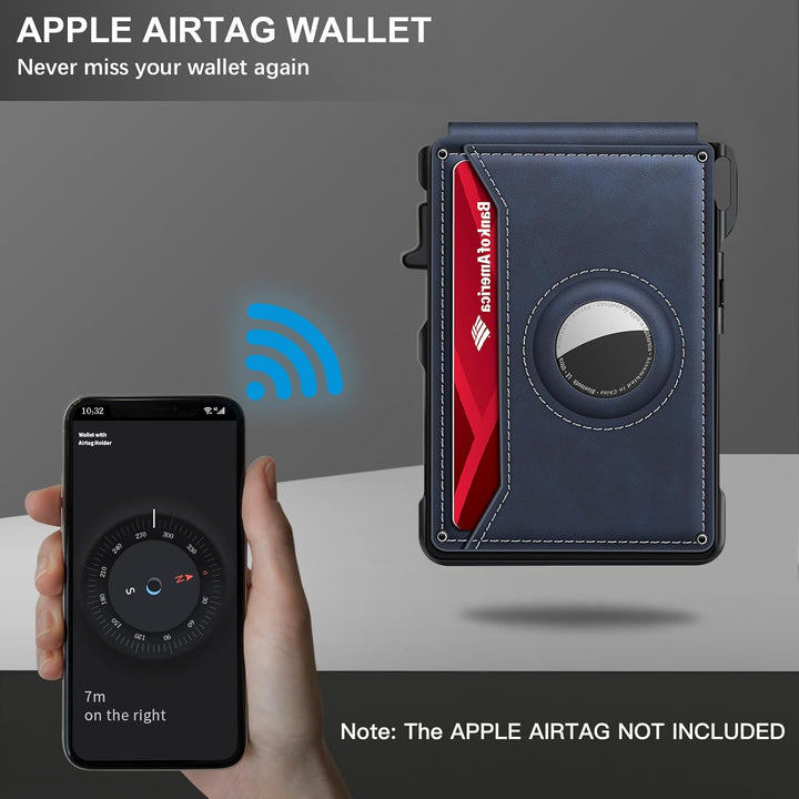 KIKVES Billetera para Airtag para hombre, tarjetero para AirTag con...