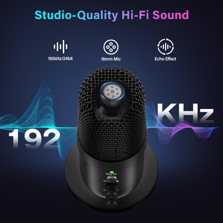 Micrófono USB, micrófono condensador de computadora con cancelación...