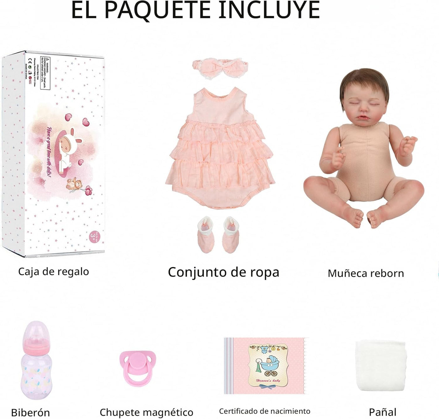 Muñecas Reborn \u2013 Muñeca de bebé recién nacida realista de 20 p...