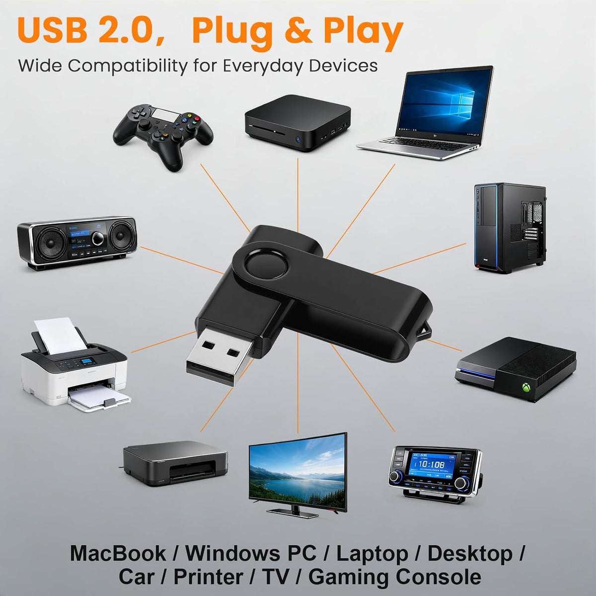 Paquete de 10 unidades flash USB de 2 GB, unidades de memoria USB g...