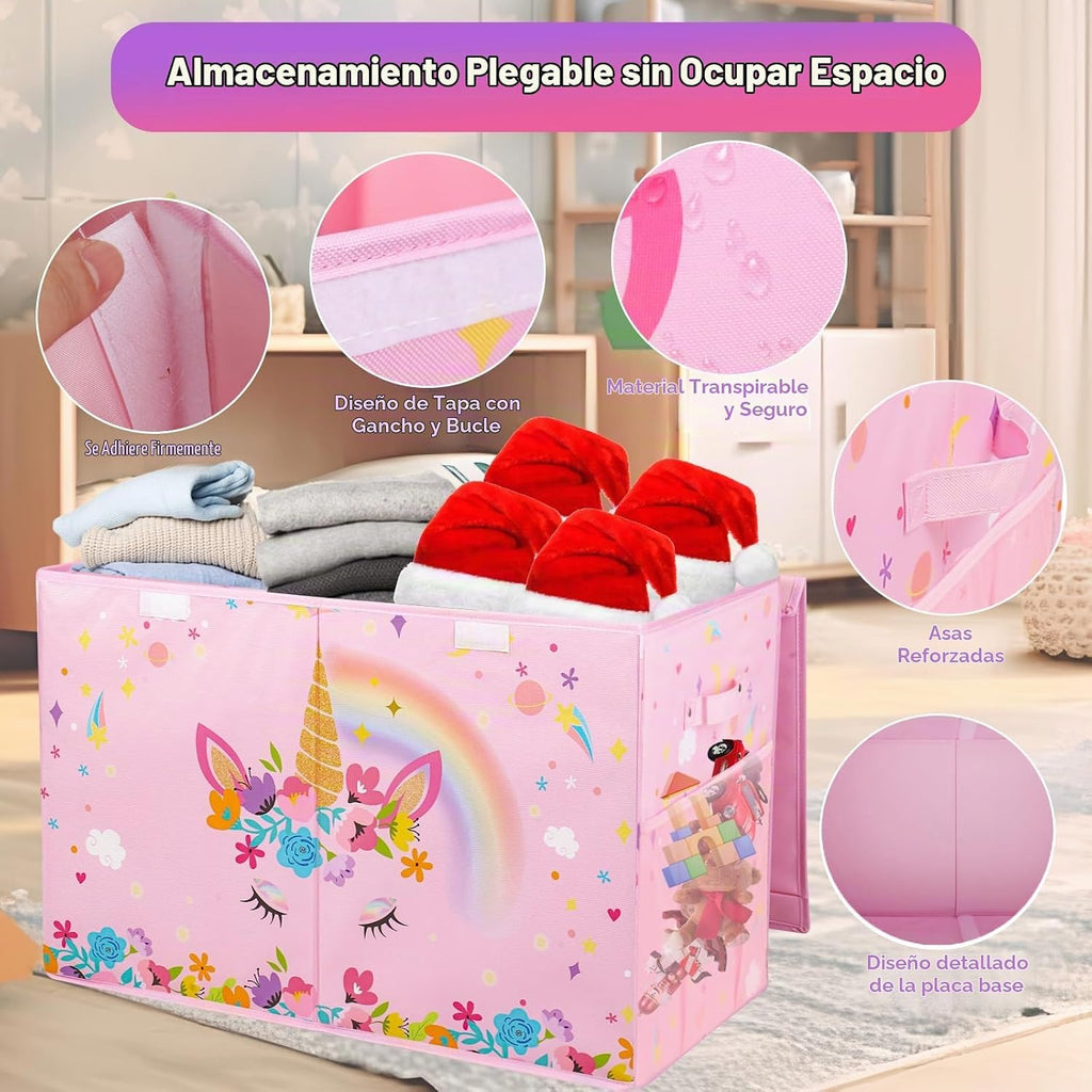 Gran Caja de Juguetes, Organizador de Almacenamiento Resistente para Niños, 25" x 13" x 16"