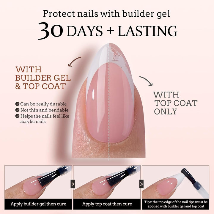 BTArtboxnails XCOATTIPS Kit de uñas de gel - Kit de uñas postizas c...