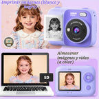 Cámara de impresión instantánea para niños con 5 rollos de papel de impresión, cámara HD 1080P, cámara portátil recargable para selfies, regalos de cumpleaños de Navidad, juguetes para niños y niñas