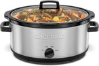 Chefman Olla de cocción lenta de 7 cuartos de galón, tamaño familiar grande con ajustes bajos, altos y cálidos, cerámica extraíble, tapa de vidrio templado, apta para lavavajillas para una fácil