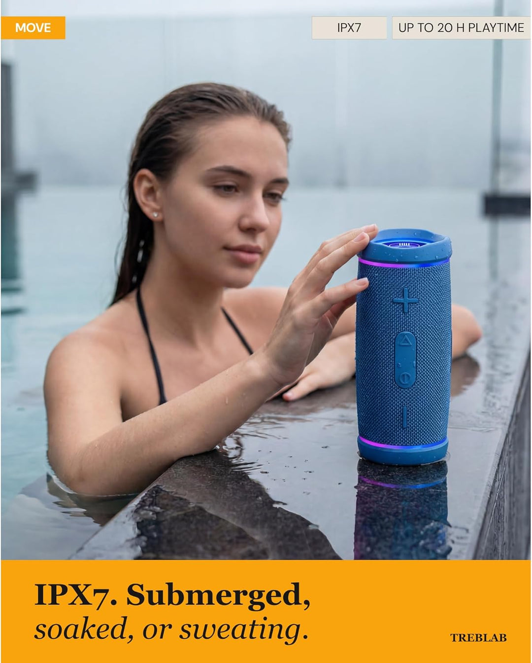 TREBLAB HD77 - Altavoz Bluetooth portátil - Potente sonido de 360°,...