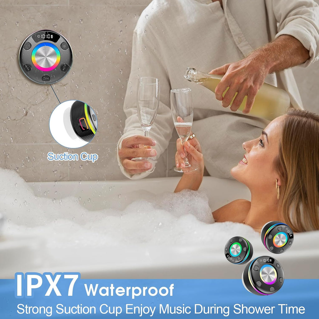 OYIB Altavoz de ducha Bluetooth, altavoz portátil IPX7, sonido HD de 360°
