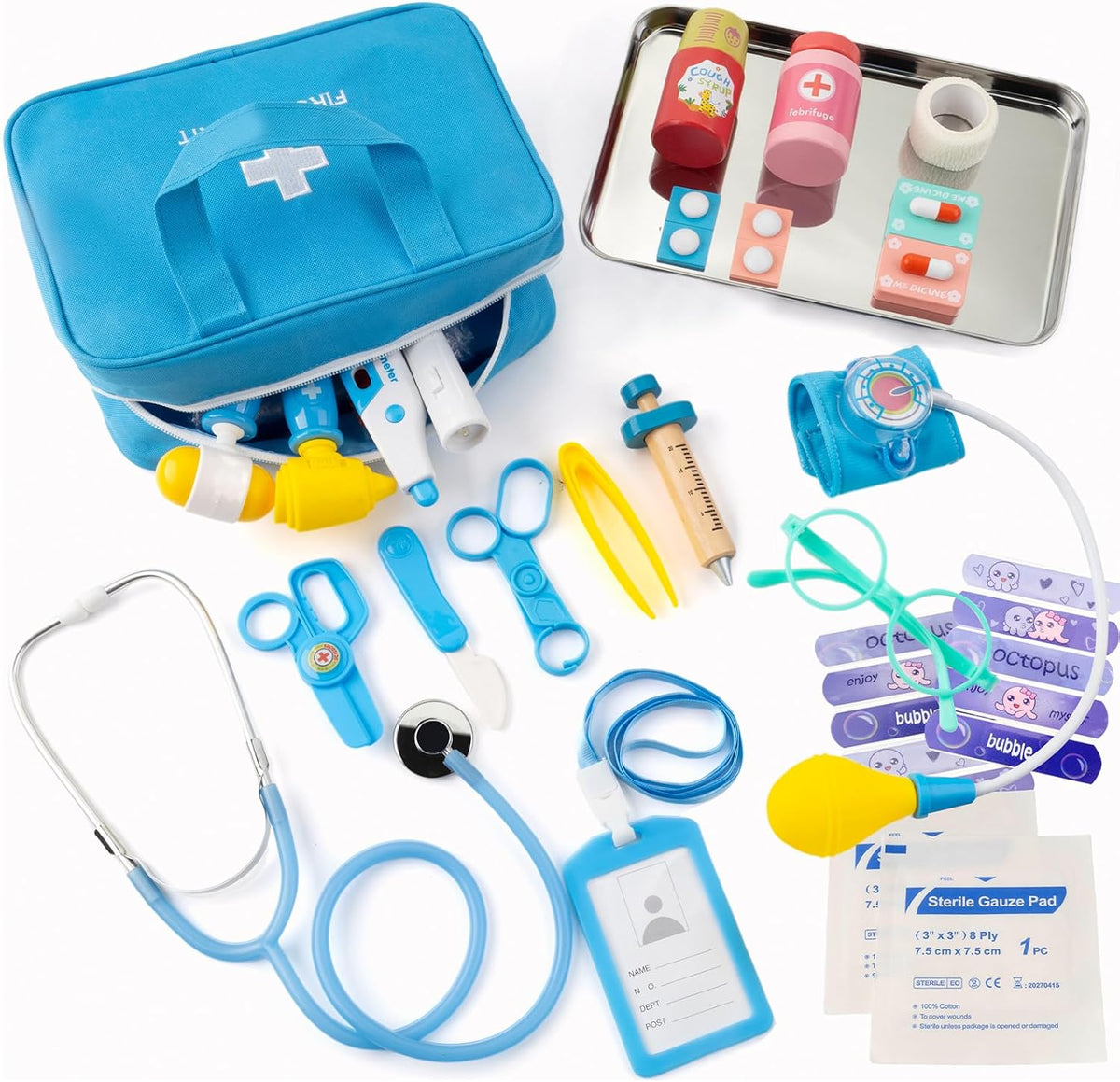 Kit de médico para niños, 36 piezas de juego de doctor para niños pequeños de 3 a 5 años con bolsa de almacenamiento médico y estetoscopio real, kits médicos, juguetes de médico, divertido juego de rol de médico, regalo para niños pequeños