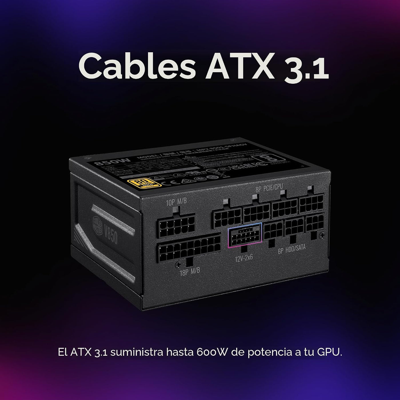 Cooler Master Fuente de alimentación V850 SFX Gold ITX SFF, PCIe 5....