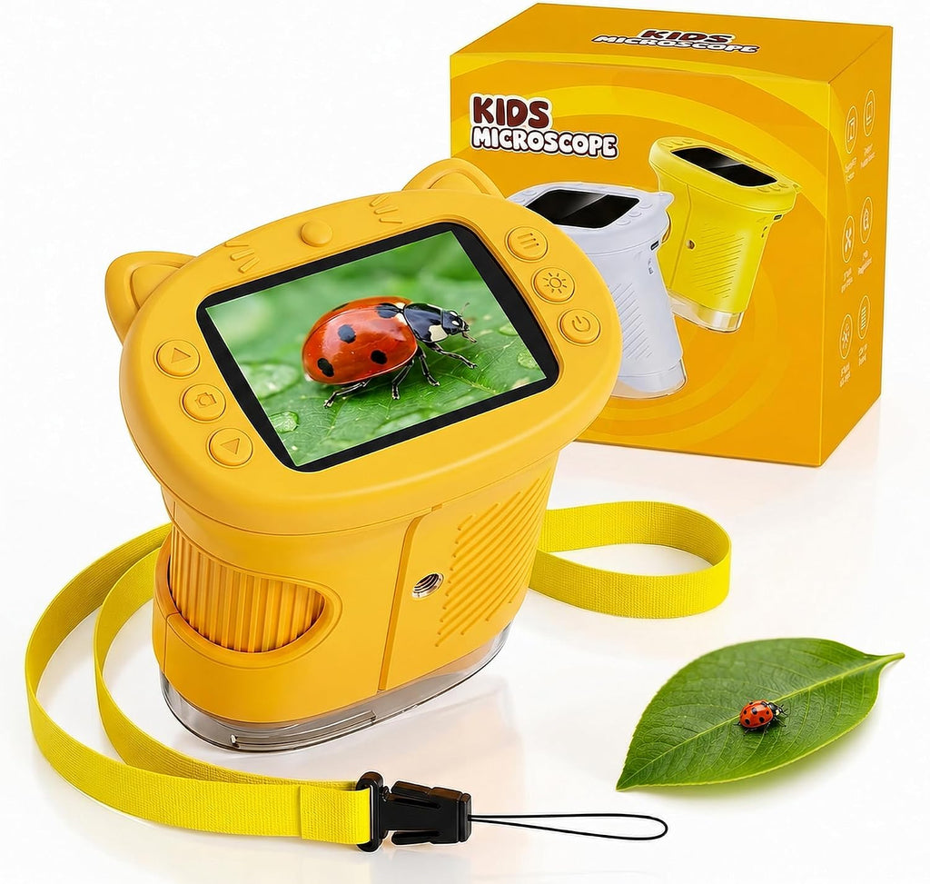 Kids Microscope, 4K 1000X Zoom, 2.4" Screen, STEM Toy para Ages 4-8