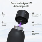 UVBRITE Botella UV autolimpiante y purificadora de agua TT-B02-Vaso de acero inoxidable recargable aislado de 18.6 onzas con bloqueo de seguridad que evita la exposición accidental, ideal para uso al