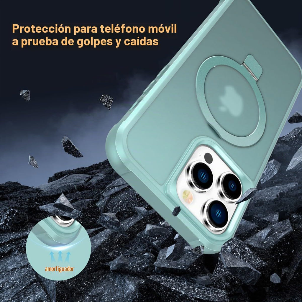 Funda compatible con iPhone 14 Pro con soporte, verde azulado
