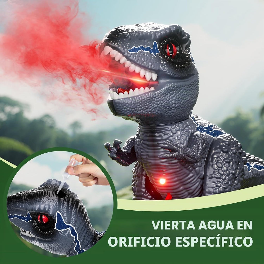 Juguete robot de dinosaurio a control remoto para niños de 3 a 5 años, dinosaurio RC con sonidos rugientes, rociadores y luces LED, 3, 4, 5, 6, 7, 8 años, regalo de cumpleaños, juguetes realistas de modelo de dinosaurio jurásico