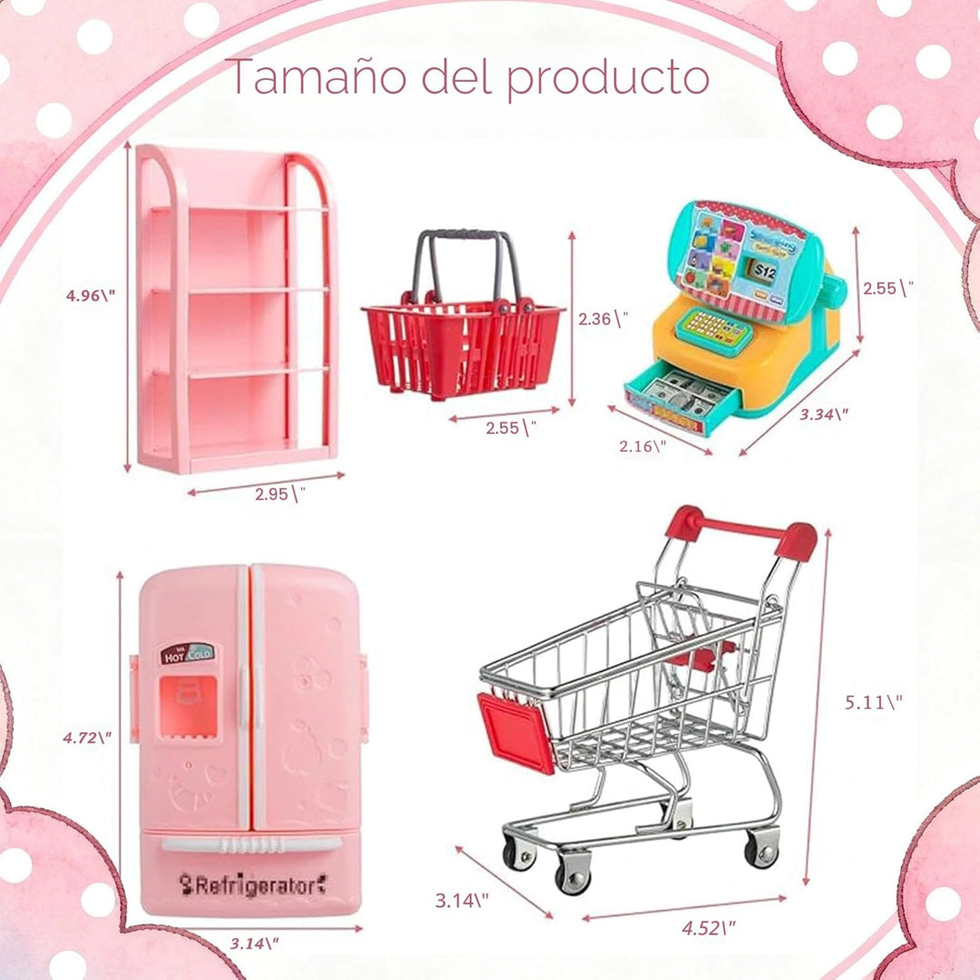 164Pcs Mini Carrito de Compras Cesta Miniatura Comida Bebida Juguet...