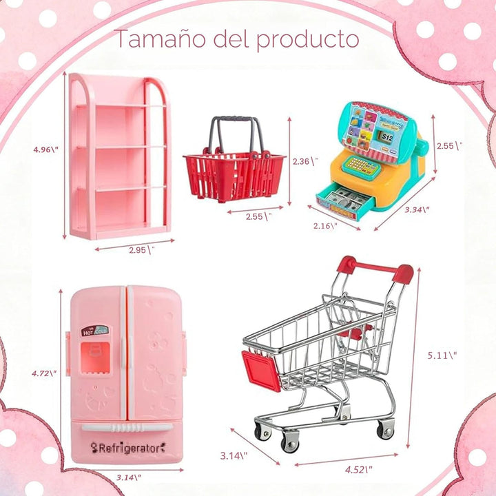 164Pcs Mini Carrito de Compras Cesta Miniatura Comida Bebida Juguet...