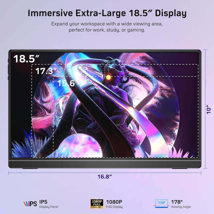 MNN Monitor portátil para juegos de 18.5" 100Hz FHD IPS USB-C H...