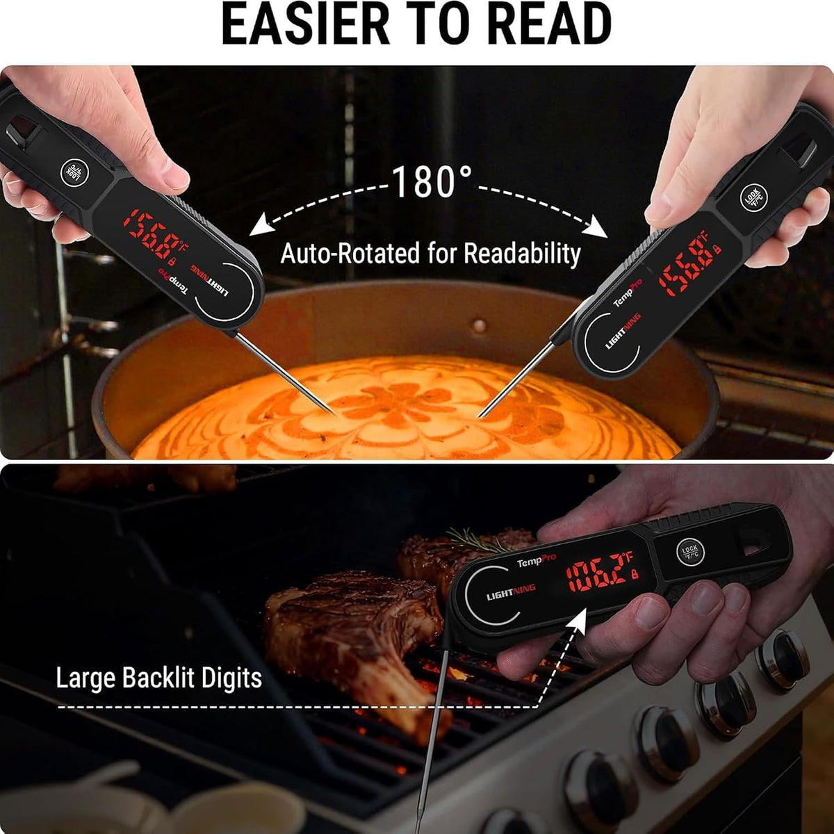 TempPro TempSwift - Termómetro digital para carne de lectura instantánea de