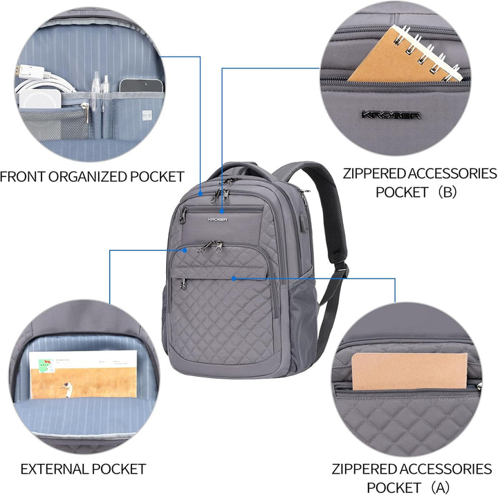 KROSER Mochila de viaje para laptop, 17 pulg., Moderno