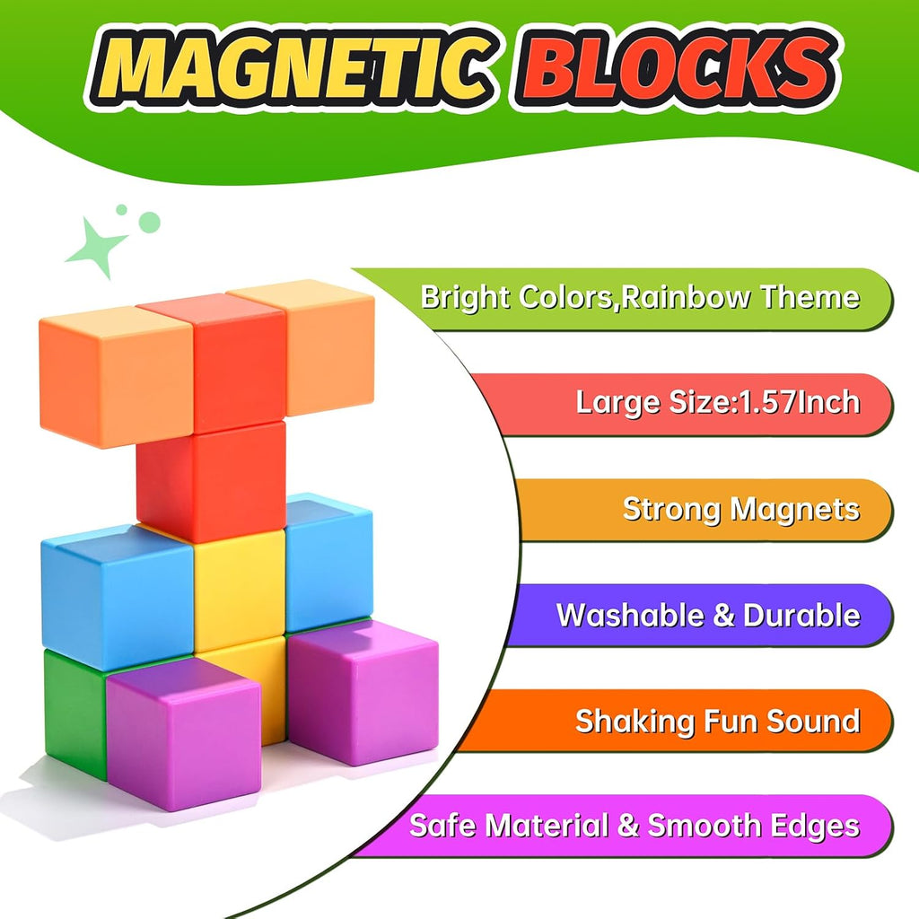 ZNZ Bloques de construcción magnéticos grandes, cubos apilables magnéticos