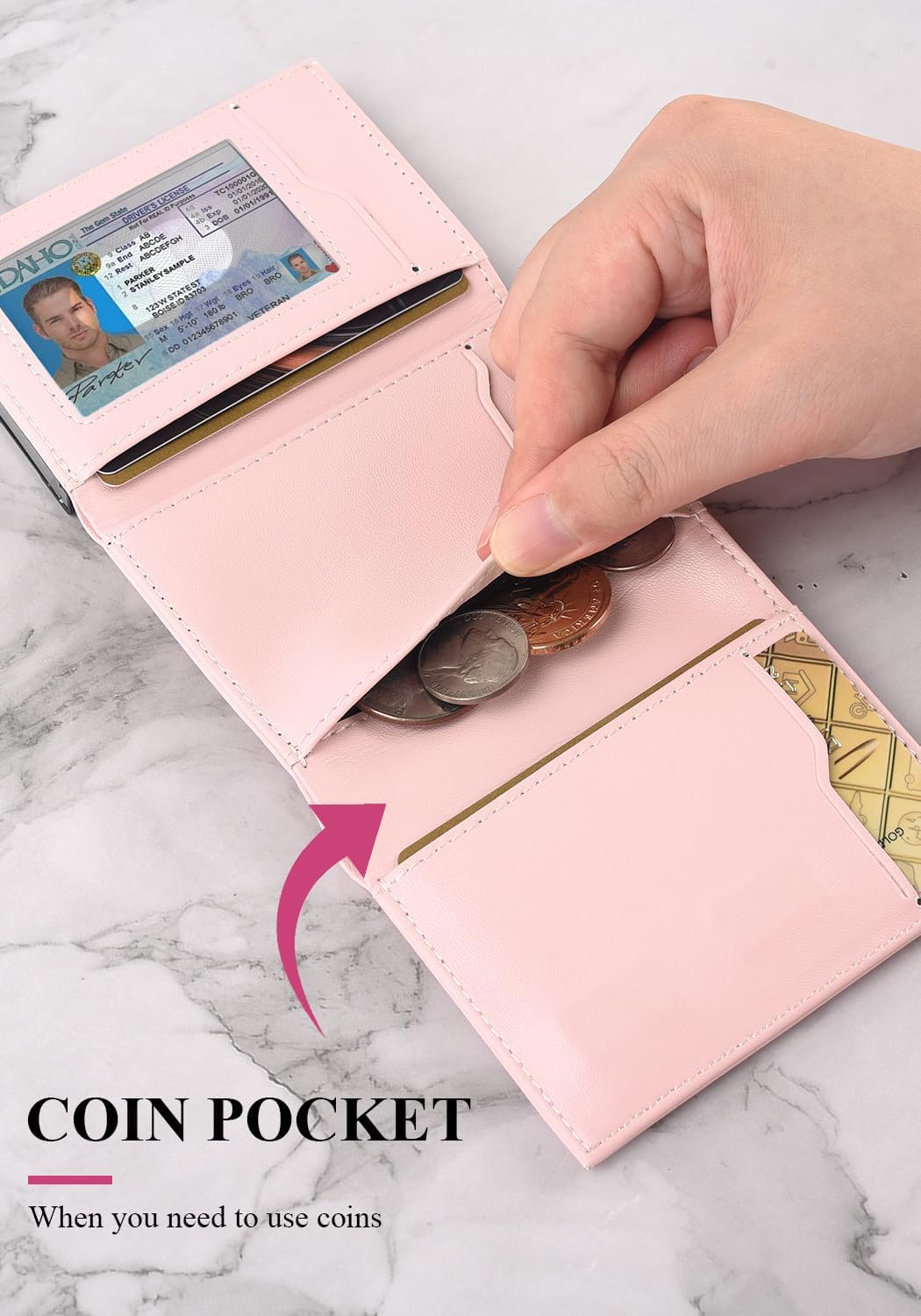 AIBIRUI Cartera pequeña para hombre, funda para tarjetas desplegabl...