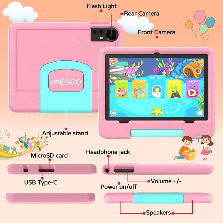 IWEGGO Tablet Android 15 para niños con estuche EVA, tablet de 10 p...