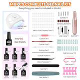 VANREESA Kit de 148 esmaltes de uñas de gel con puntas de uñas de a...