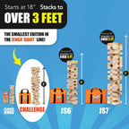 Jenga Desafío gigante, juego de apilamiento con tabla de torneos y bolsa de viaje, juego de fiesta para niños y adultos, se apila hasta 3 pies